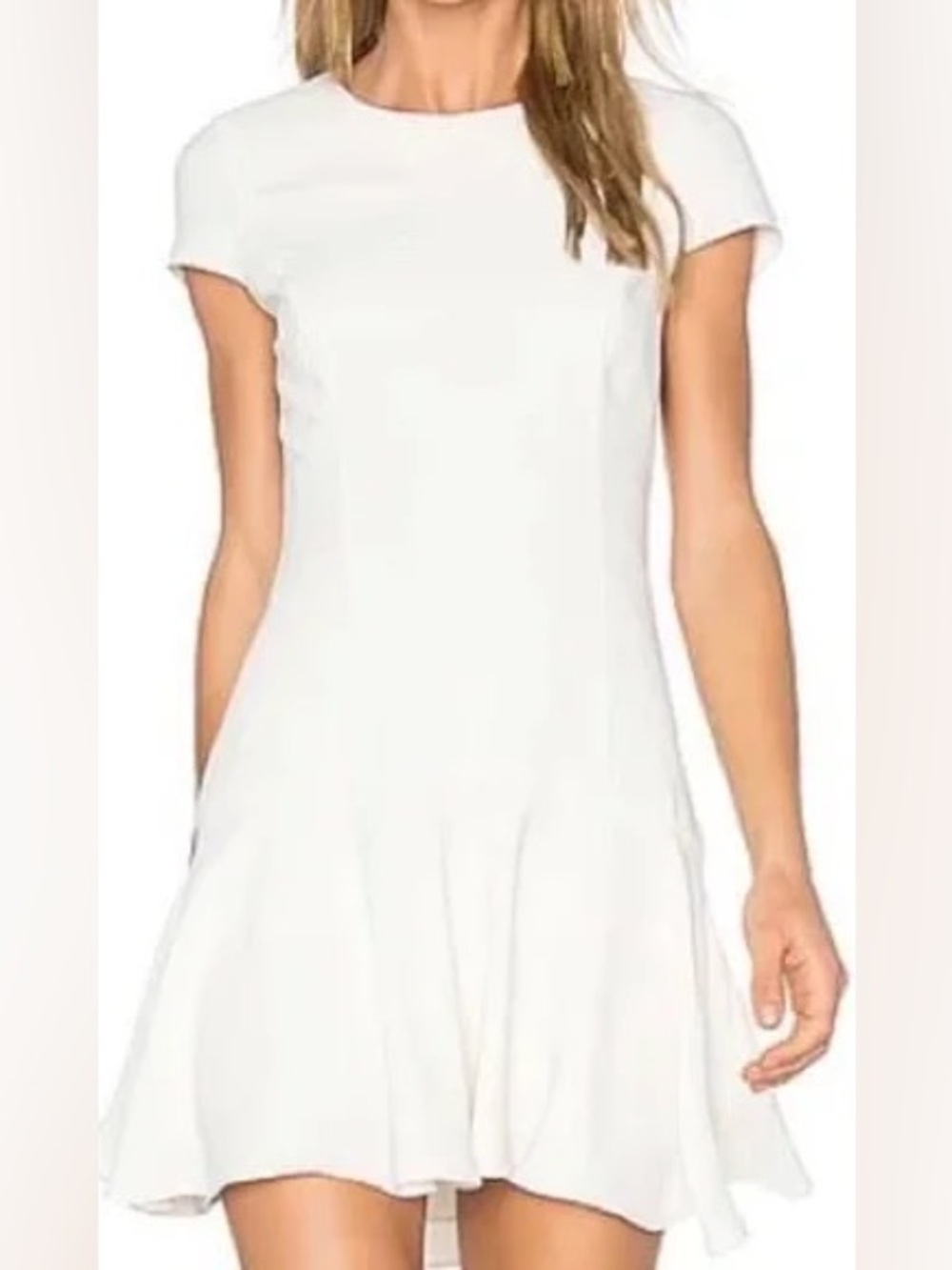Amanda Uprichard Hudson Mini Flounce Hem Dress - White - Wedding Bride Large